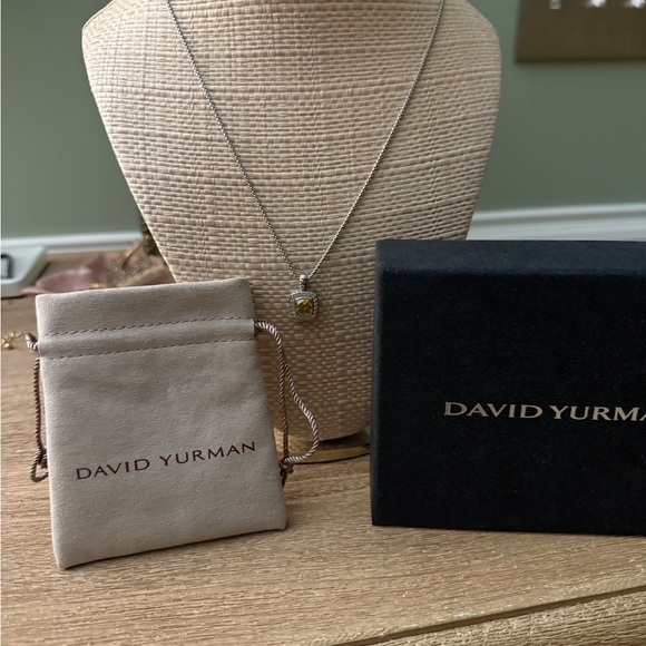 David Yurman Silver Necklace with Citrine Pendant - Picture 1 of 7
